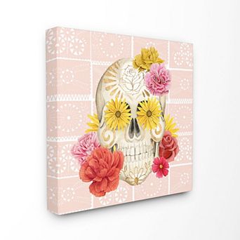 Stupell Home Decor Floral Festival Skull Canvas Wall Art