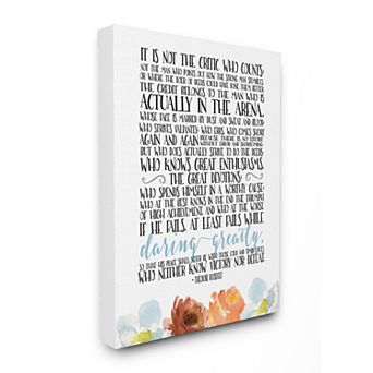 Stupell Home Decor It Is Not The Critic Who Counts Roosevelt Canvas Wall Art