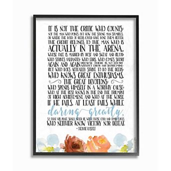 Stupell Home Decor It Is Not The Critic Who Counts Roosevelt Framed Wall Art