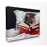 Stupell Home Decor Cat Reading a Book in Bed Stretched Canvas Wall Art