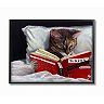 Stupell Home Decor Cat Reading a Book Framed Wall Art