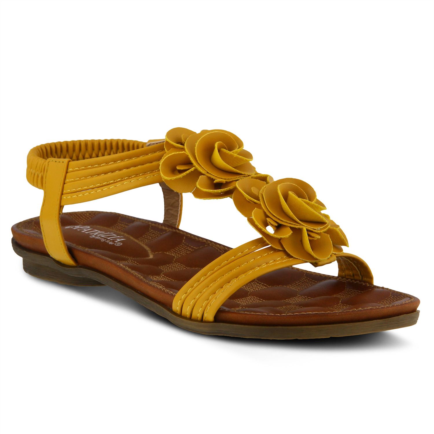 yellow t strap sandals