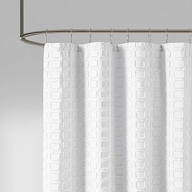 Madison Park Quade Woven Clipped Solid Shower Curtain