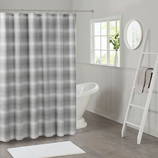 Madison Park Esker Ombre Waffle Weave, Gray Waffle Weave Shower Curtain