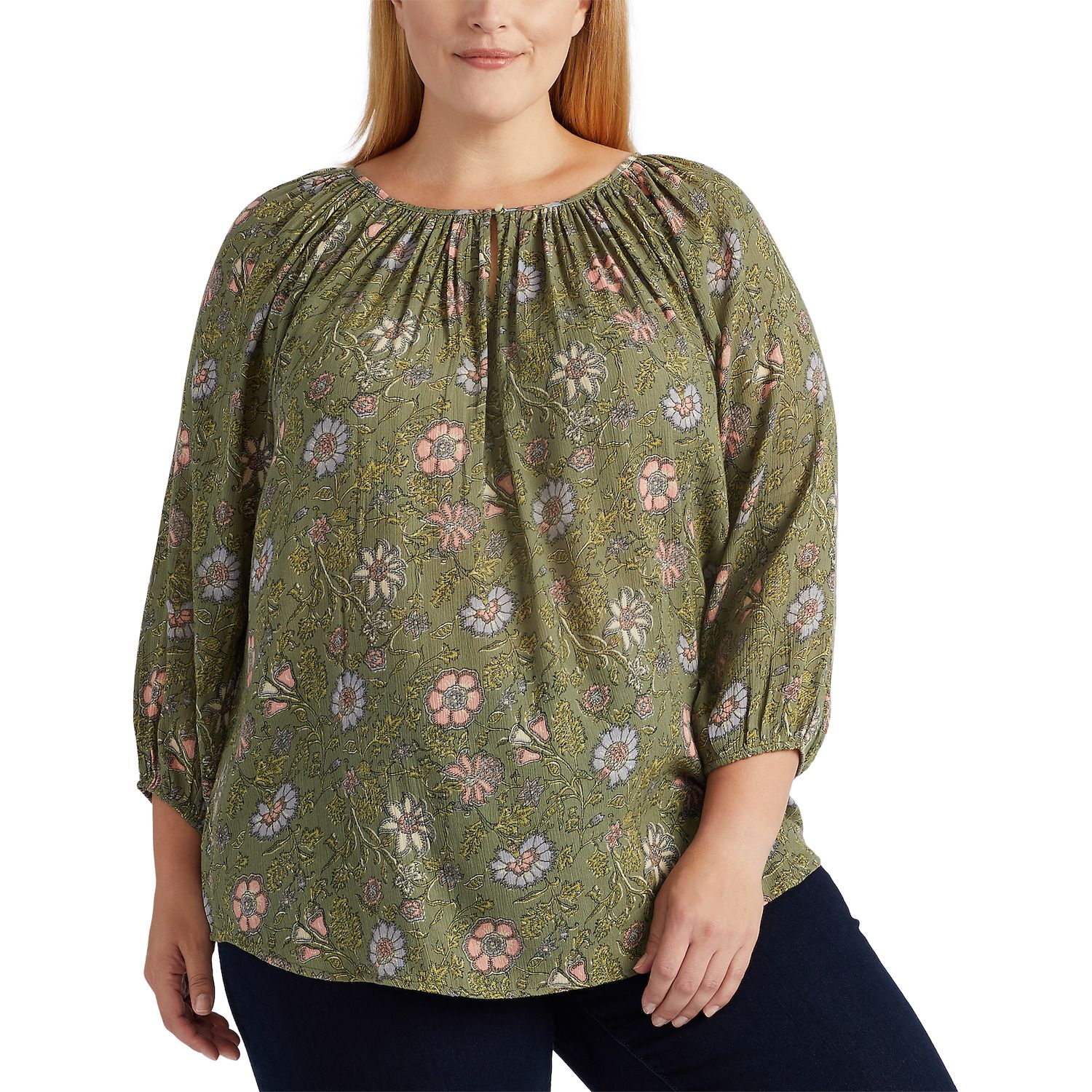 women's plus peasant tops