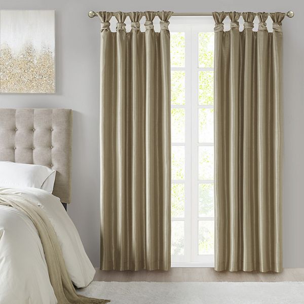 Madison Park Champagne Twist Tab Total Blackout Window Curtain, Tab Top Blackout Curtains Cream