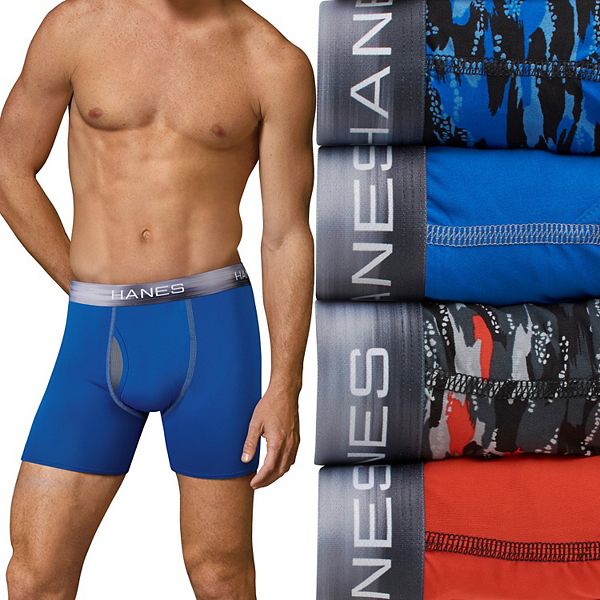 Hanes Sport X-Temp Men's Cotton Boxer Brief Underwear, Assorted