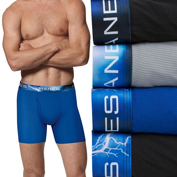 Hanes X-Temp Breathable Mesh Boxer Brief 4-Pack, Orange/blue/gray,Boys'  size M
