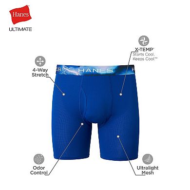 Men's Hanes 4-pack Ultimate X-Temp Air Mesh Longer-Leg Boxer Briefs