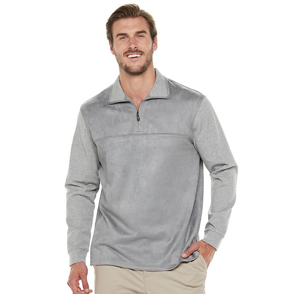 Big & Tall Haggar® Classic-Fit Faux-Suede Quarter-Zip Pullover