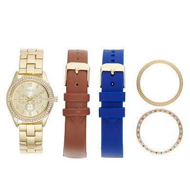 Folio Women's Gold Tone Watch, Interchangeable Strap And Bezel Set - FMDFOL873
