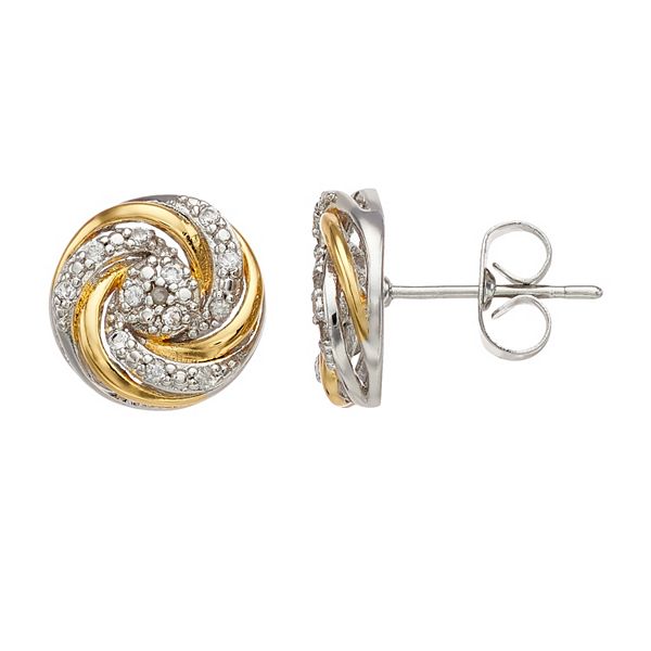 Pretty Little Diamonds Two Tone Lab Created White Sapphire Diamond Accent Knot Stud Earrings