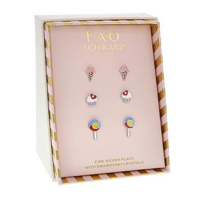 FAO Schwarz Ice Cream, Cupcake, Lollipop Stud Earring Set