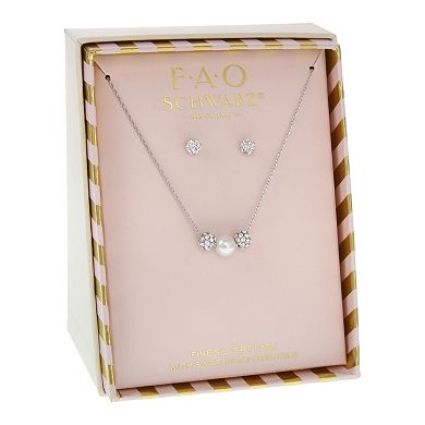 FAO Schwarz Crystal Fireball & Simulated Pearl Necklace