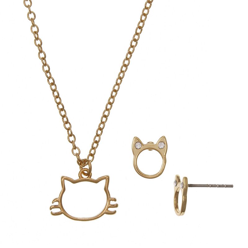 33885285 FAO Schwarz Gold Tone Open Cat Pendant Necklace &  sku 33885285