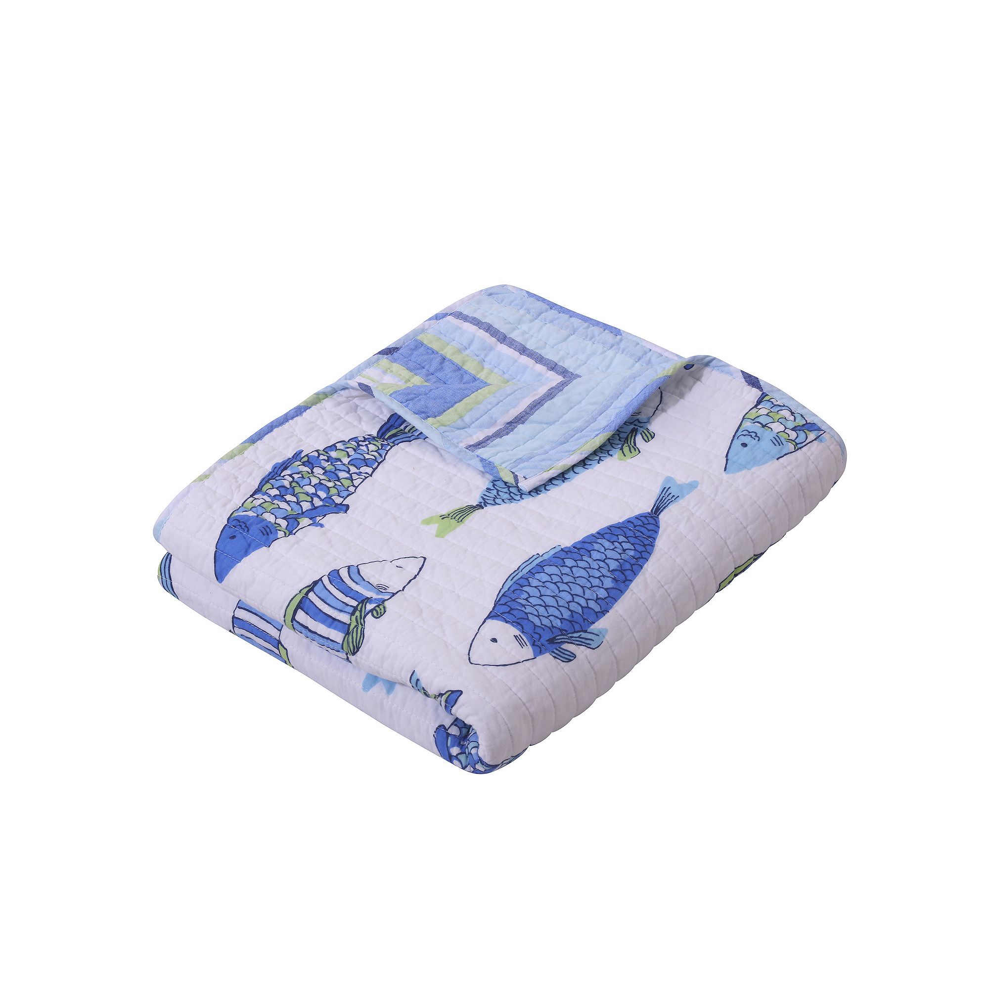 Levtex Home Catalina Fish Quilted Throw, Blue