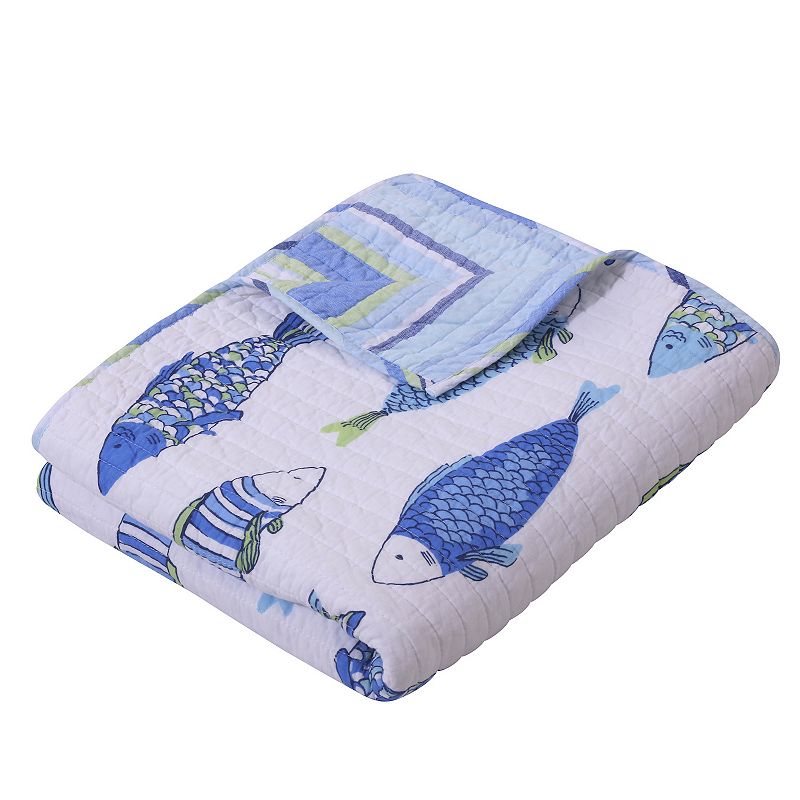 62003992 Levtex Home Catalina Fish Quilted Throw, Blue sku 62003992