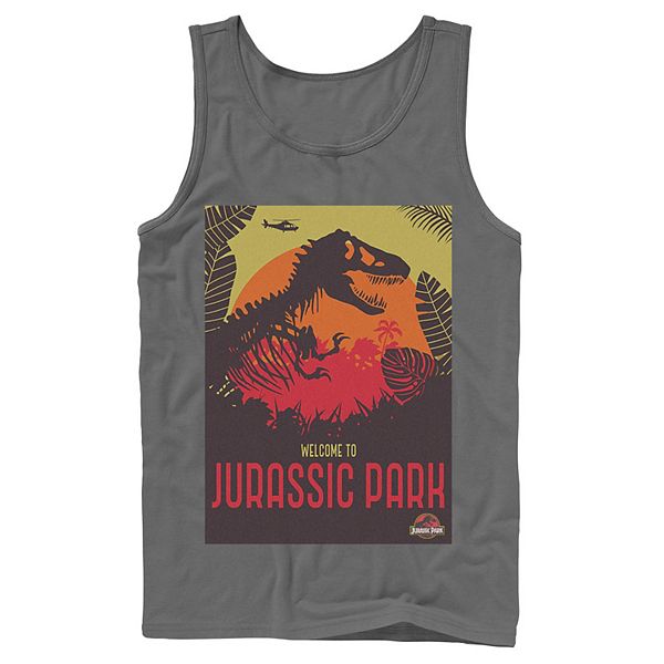 Men's Jurassic Park Welcome T-Rex Sunset Tank Top