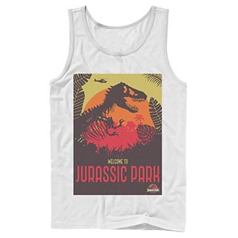 Men's Jurassic Park Welcome T-Rex Sunset Tank Top