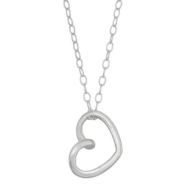 Fashion Jewellery M28 Simple Open Silver Heart Necklace 