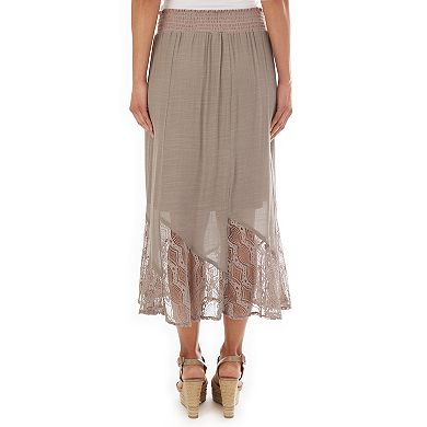 Petite Apt. 9® Lace-Trim Gauze Midi Skirt