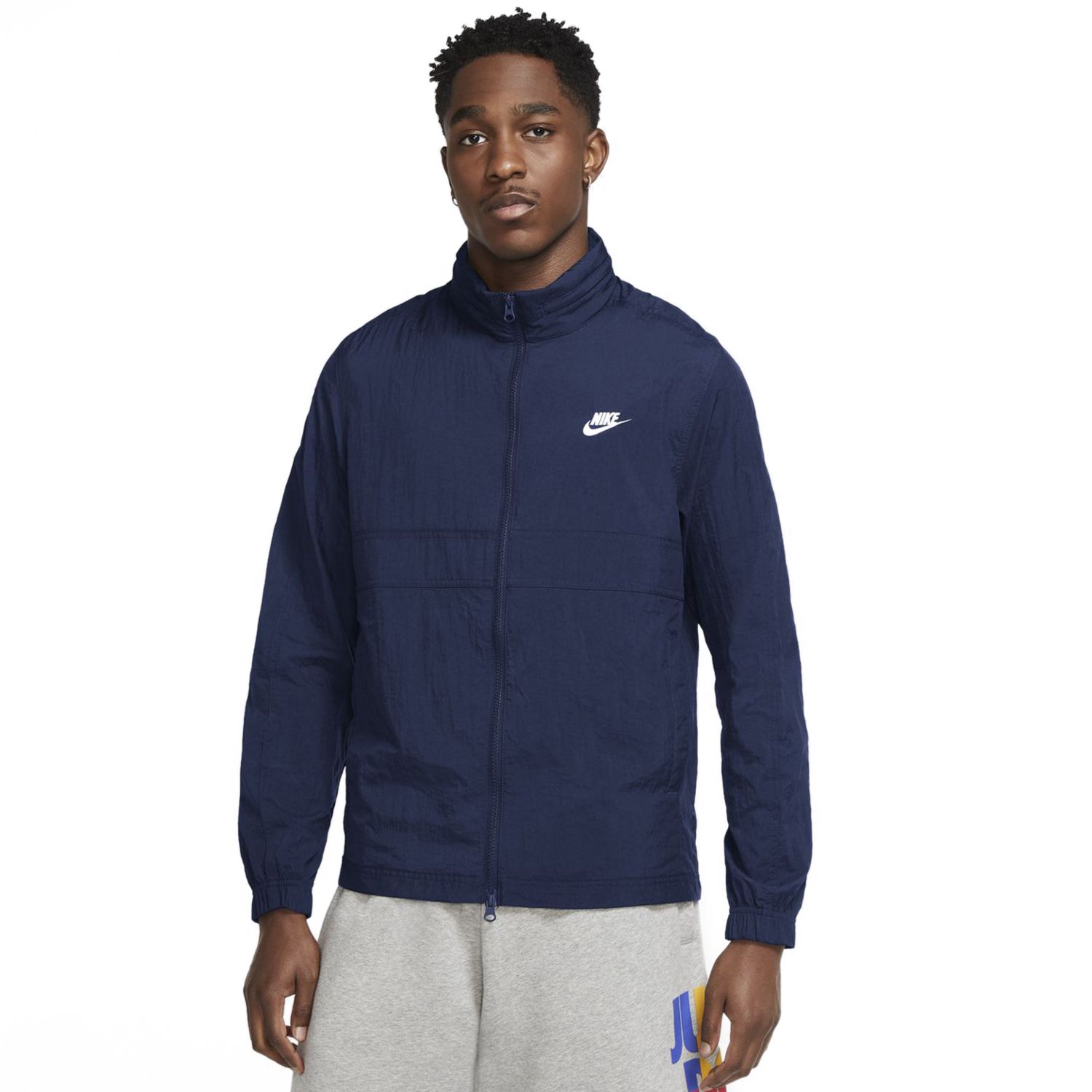 navy blue and white nike jacket