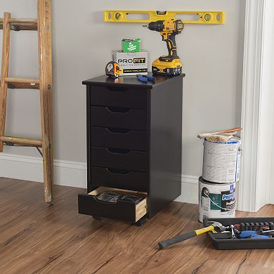 Linon Cary 6-Drawer Rolling Storage Cart