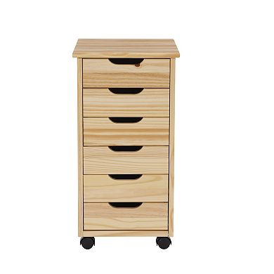 Linon Cary 6-Drawer Rolling Storage Cart