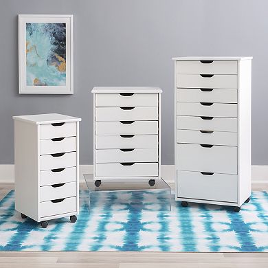 Linon Cary 6-Drawer Rolling Storage Cart