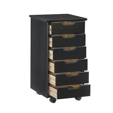 Linon Cary 6-Drawer Rolling Storage Cart