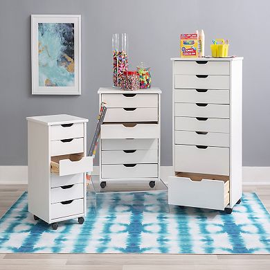 Linon Cary 6-Drawer Rolling Storage Cart