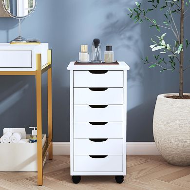 Linon Cary 6-Drawer Rolling Storage Cart