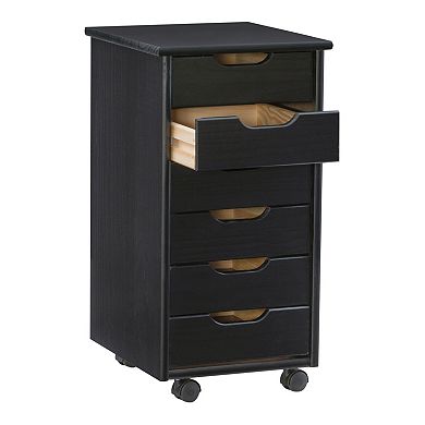 Linon Cary 6-Drawer Rolling Storage Cart