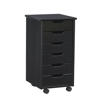 Linon Cary 6-Drawer Rolling Storage Cart