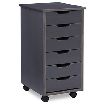 Linon Cary 6-Drawer Rolling Storage Cart
