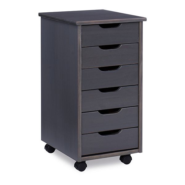 Cary 6 Drawer Rolling Storage Cart Gray - Linon