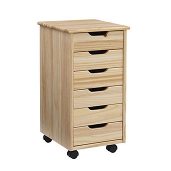 Linon Cary 6-Drawer Rolling Storage Cart