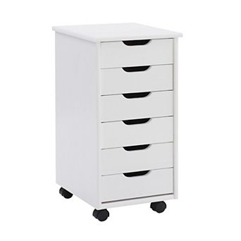 Linon Cary 6-Drawer Rolling Storage Cart