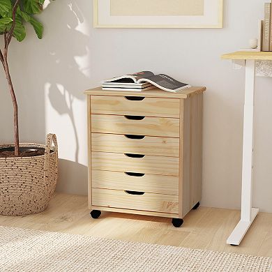Linon Cary Wide 6-Drawer Rolling Storage Cart