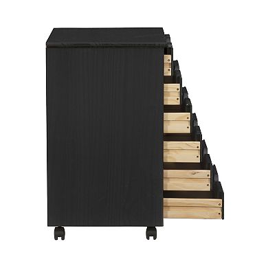 Linon Cary Wide 6-Drawer Rolling Storage Cart