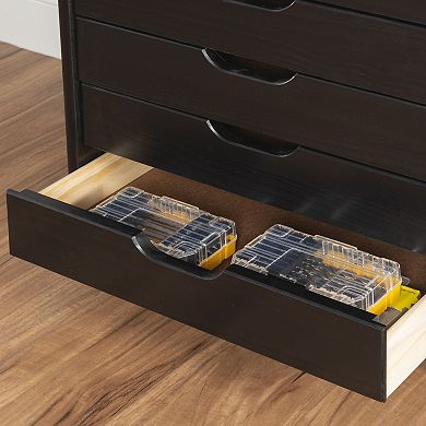 Linon Cary Wide 6-Drawer Rolling Storage Cart