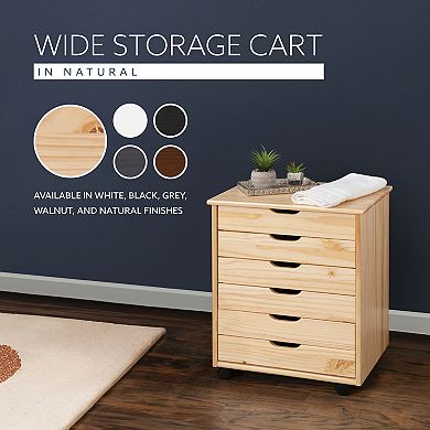 Linon Cary Wide 6-Drawer Rolling Storage Cart
