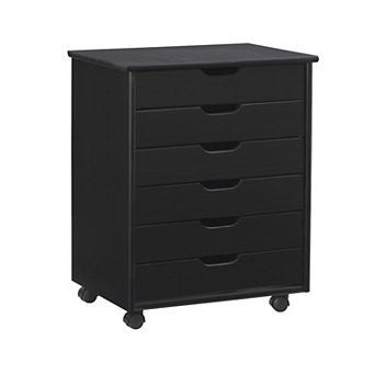 Linon Cary Wide 6-Drawer Rolling Storage Cart