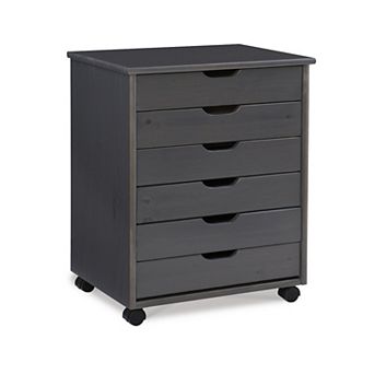 Linon Cary Wide 6-Drawer Rolling Storage Cart