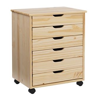 Linon Cary Wide 6-Drawer Rolling Storage Cart