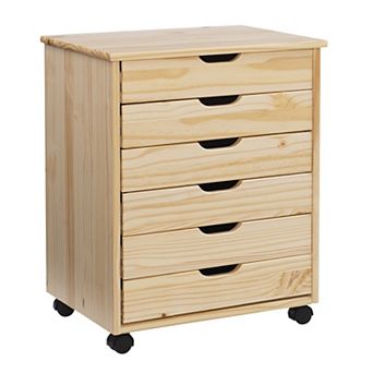 Linon Cary Wide 6-Drawer Rolling Storage Cart