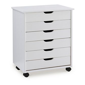 Linon Cary Wide 6-Drawer Rolling Storage Cart