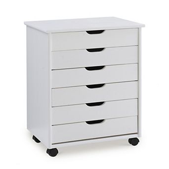 Linon Cary Wide 6-Drawer Rolling Storage Cart