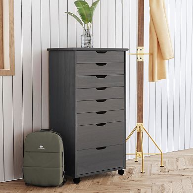 Linon Cary 8-Drawer Rolling Storage Cart