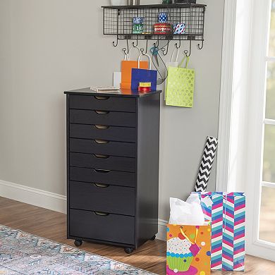 Linon Cary 8-Drawer Rolling Storage Cart